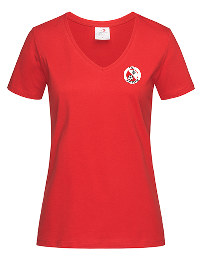 TuS Horsten-Etzel Fan - T-Shirt V-Ausschnitt Damen rot