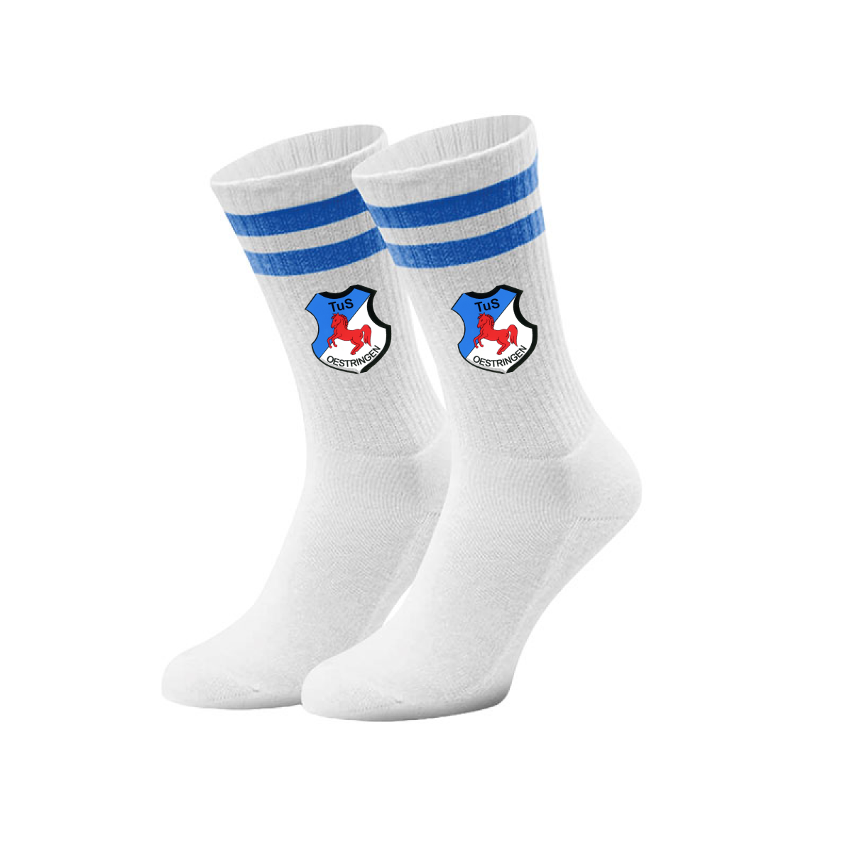 TuS Oestringen Leichtathletik Fan Sportsocken Weiß Blau